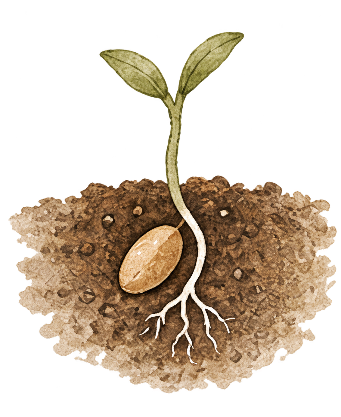 Seed germinating in prepared soil